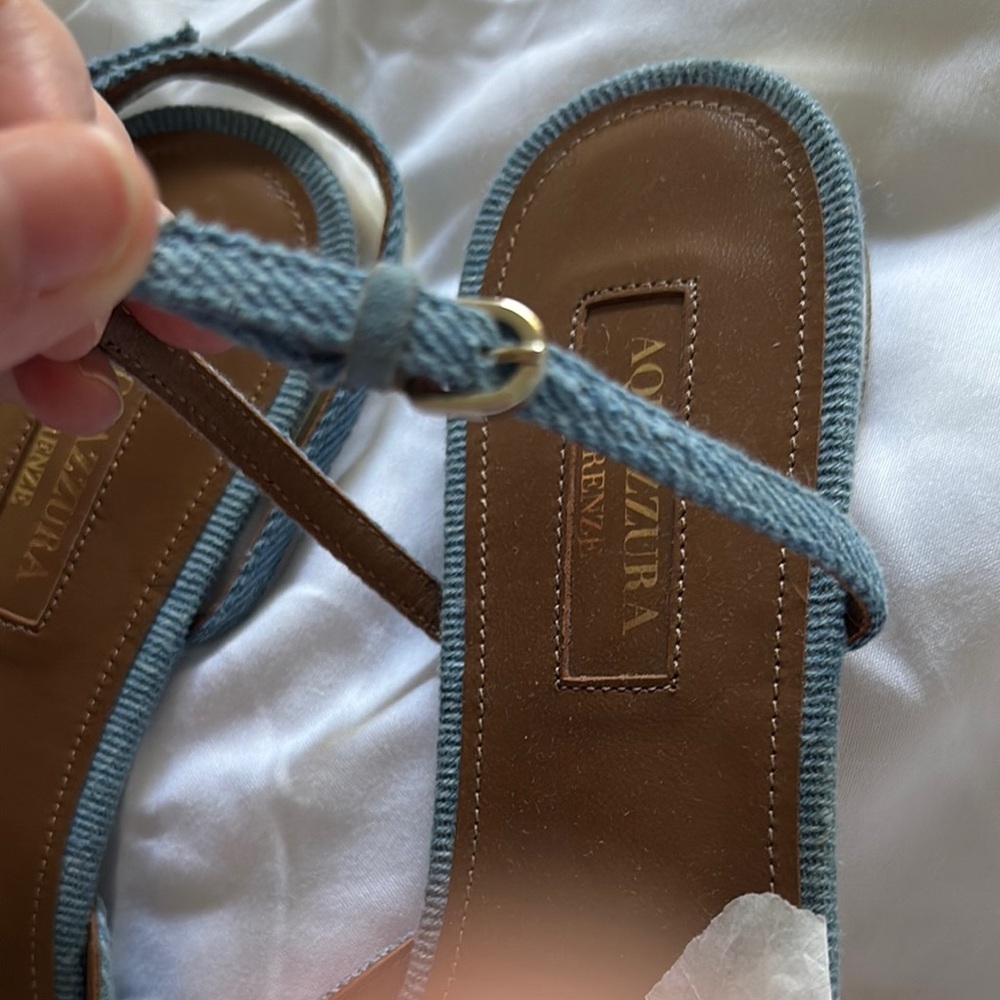 Aquazzura Denim Blue Star Embellished Flats size 7 - Picture 3 of 8